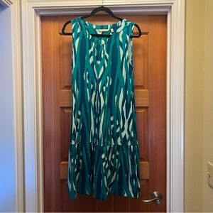 Teal and White Sleeveless Dress